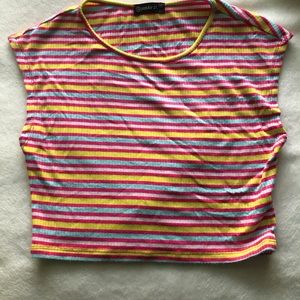 Vibrant Striped Sleeveless Crop Top
